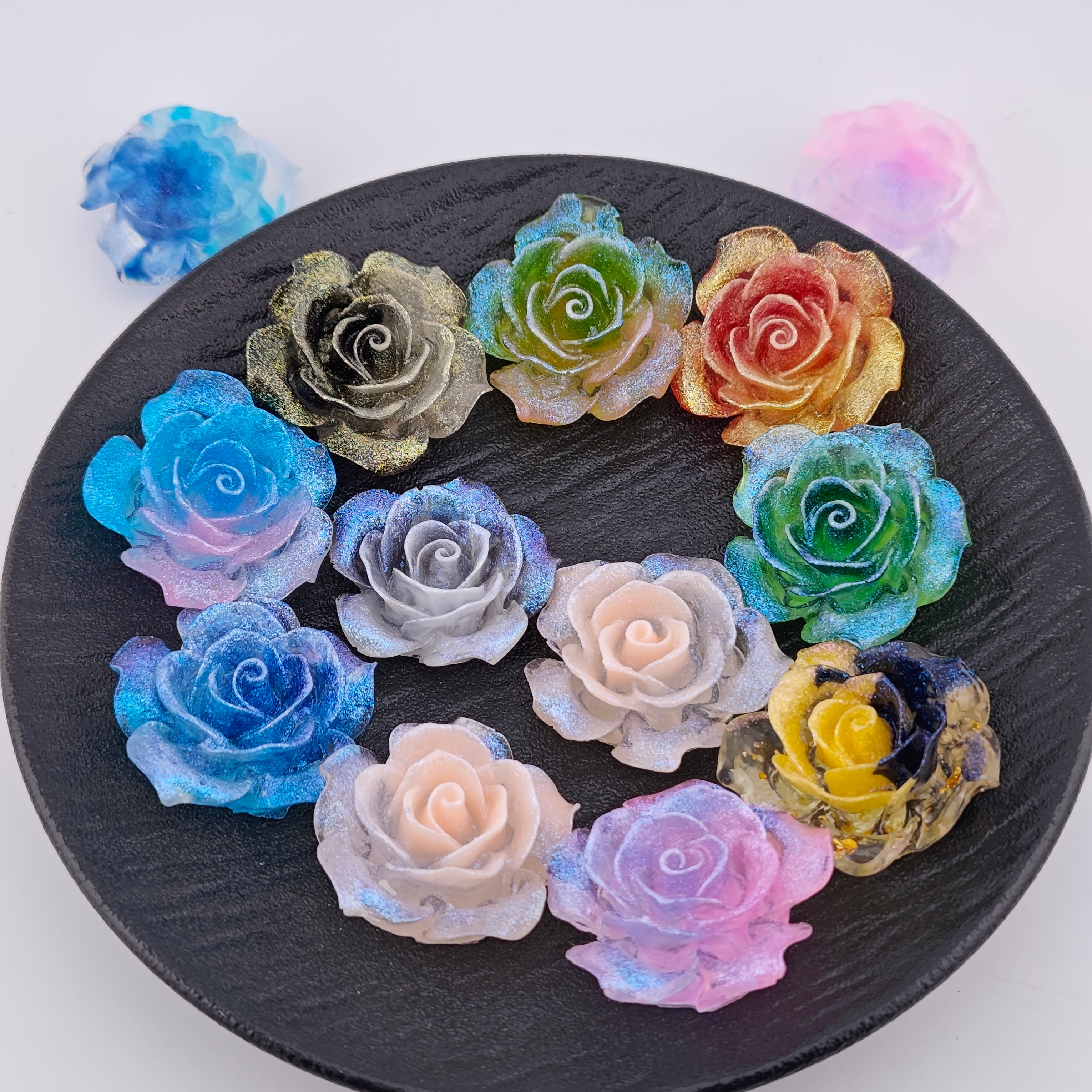 FS1807- 36mm Gradient color Glowing Rose Charms For Making Fancy Beads