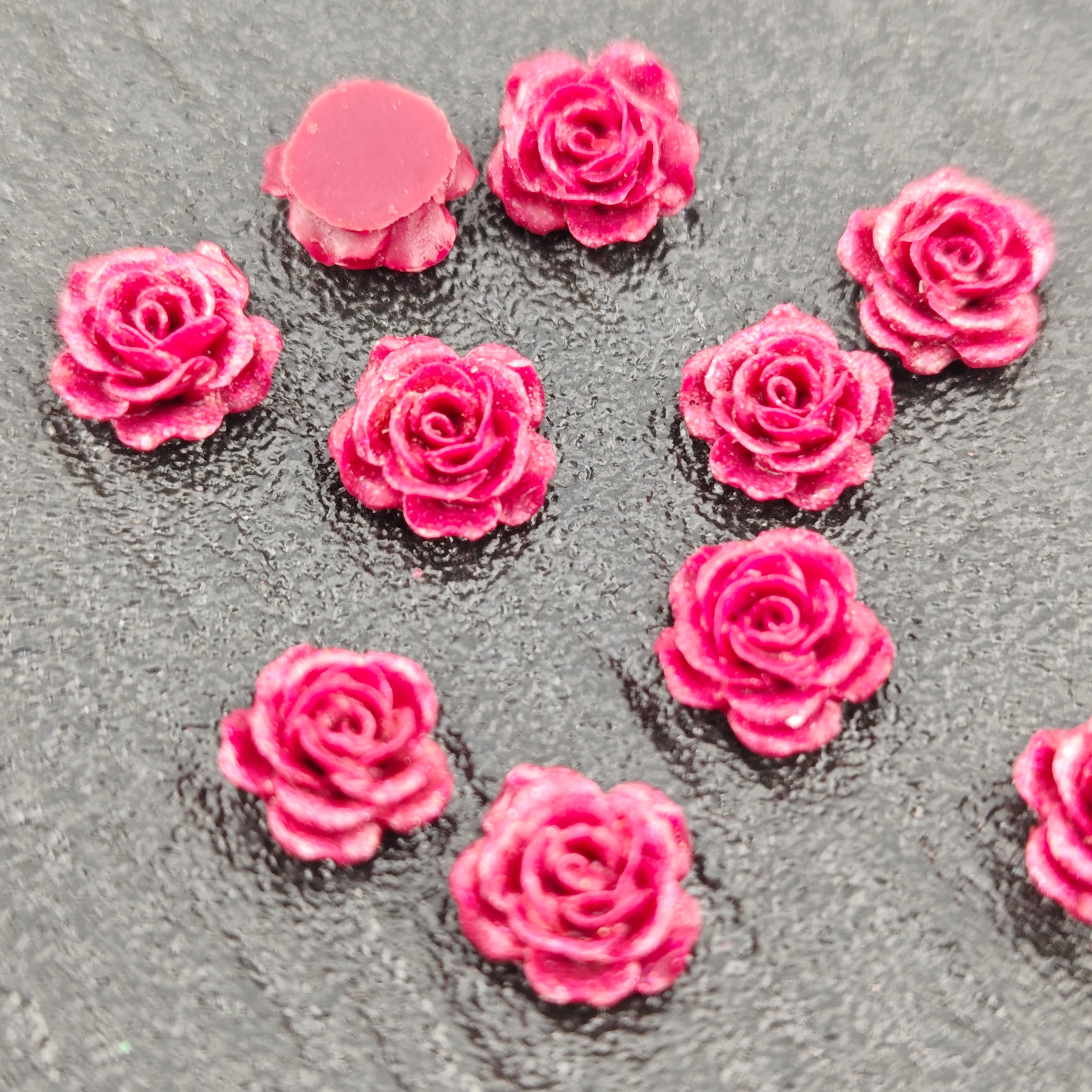 FS3023- 500 Pieces 10mm Rose Soft Flower Nails Charms for making fancy Beads and fancy Pens