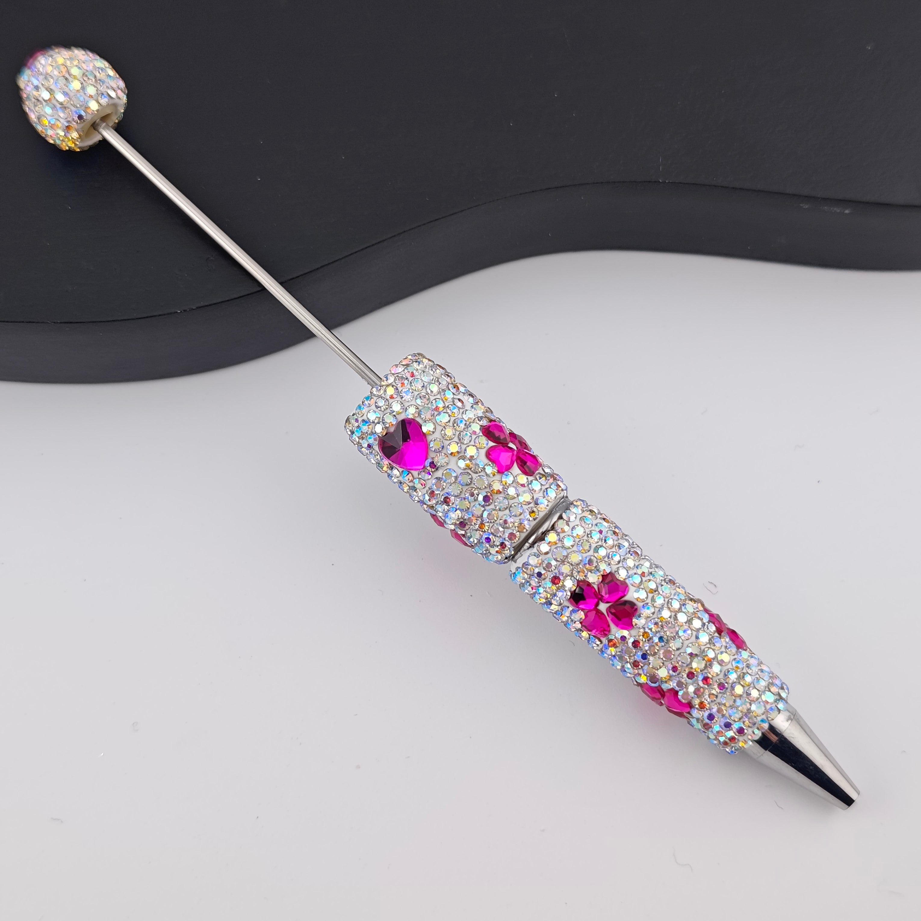 FS2938- 1 Piece Love Heart and Heart Clover Crystal Diamonds Fancy Pens