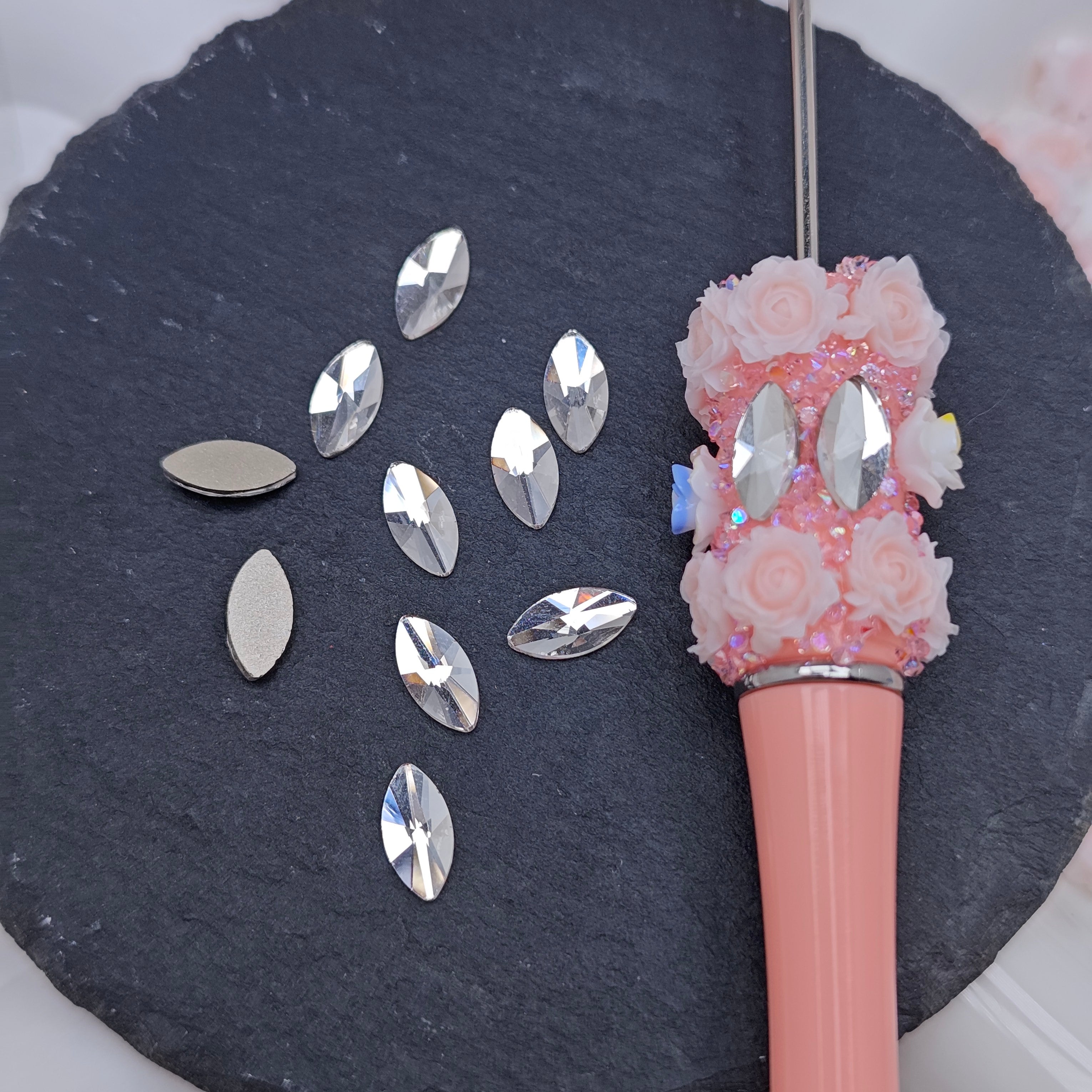 FS3790- 5*10mm Horse Eyes Crystal Diamonds Flat Bottom