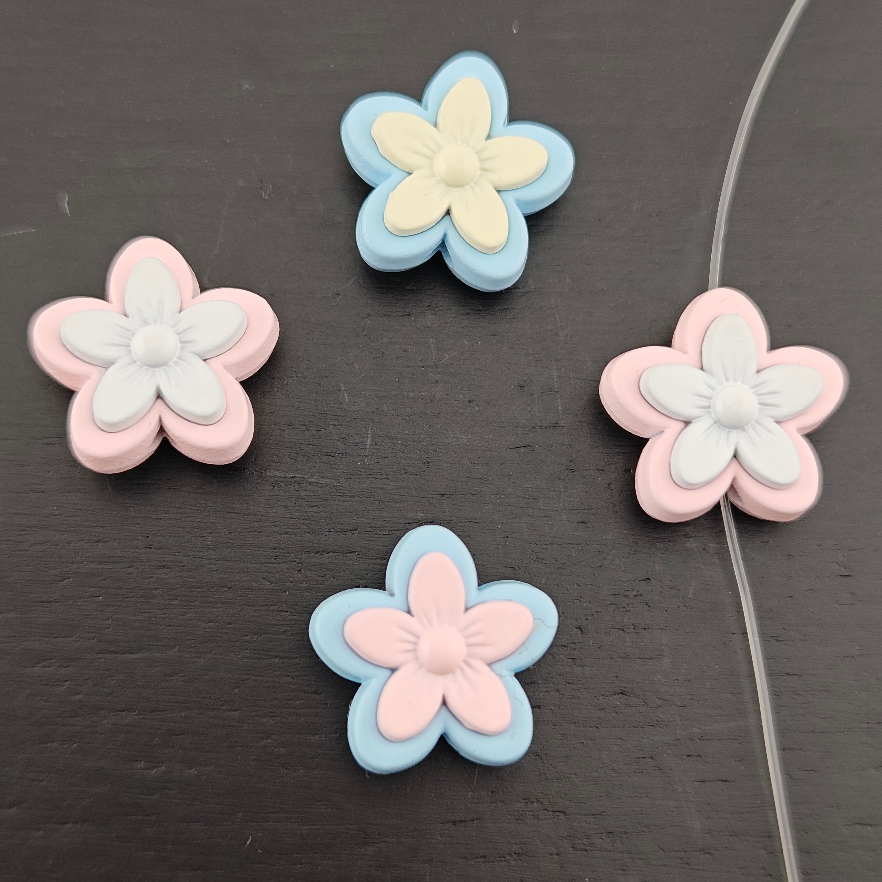 FS2789- 5PCS 14.5mm Alloy five-petaled flowers Beads For making keychain