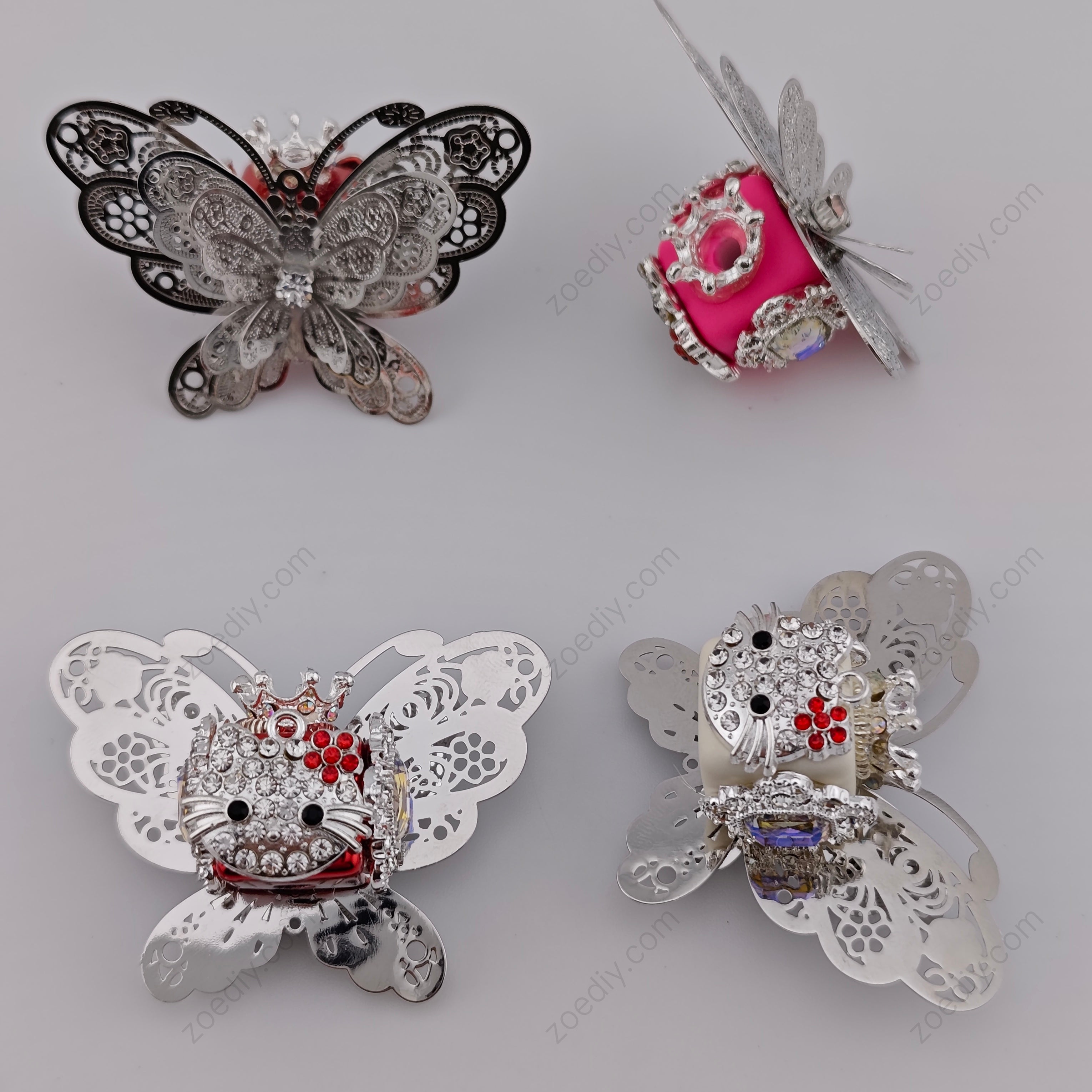 (K993) 3D Silver HK and Butterfly Sparkling Beads
