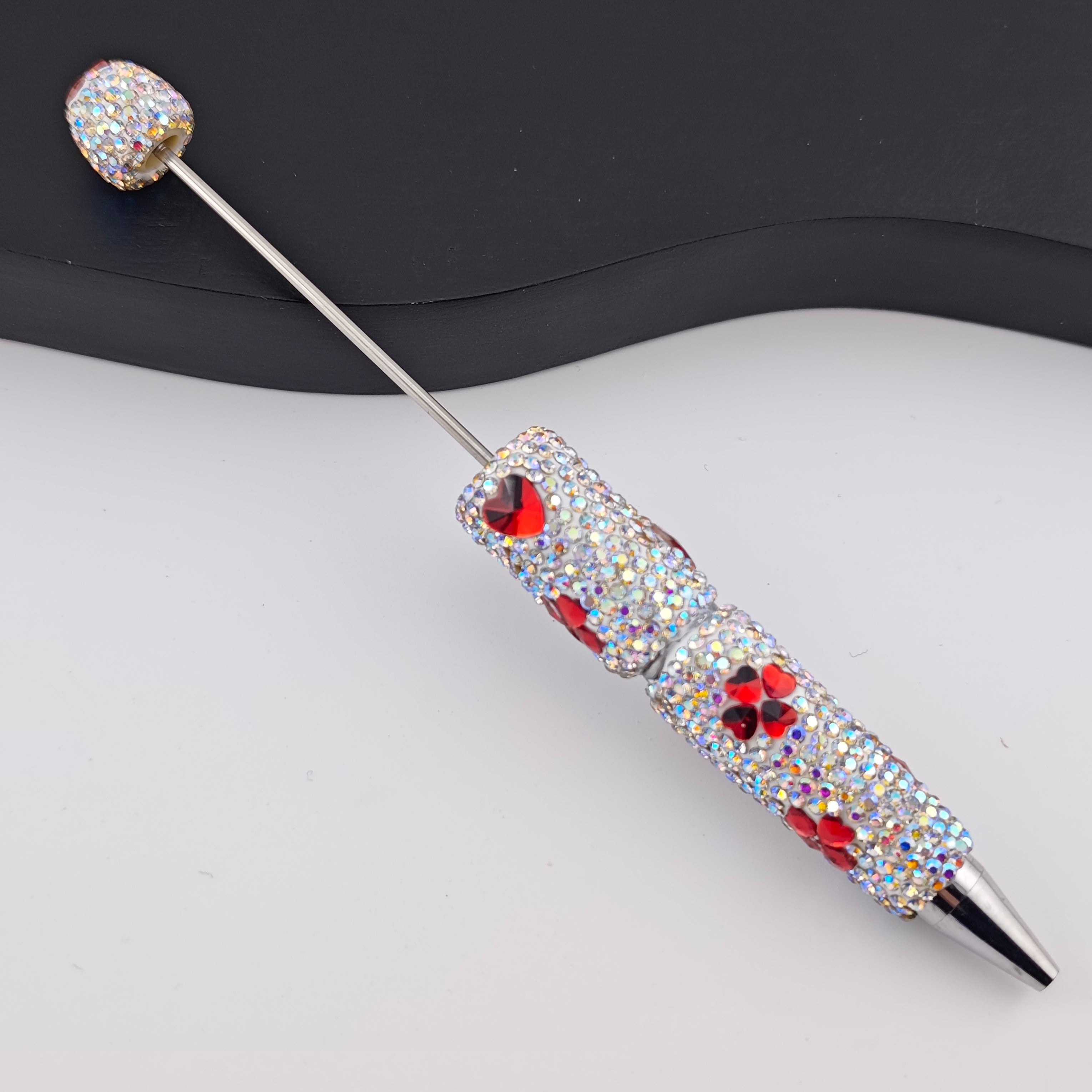 FS2938- 1 Piece Love Heart and Heart Clover Crystal Diamonds Fancy Pens