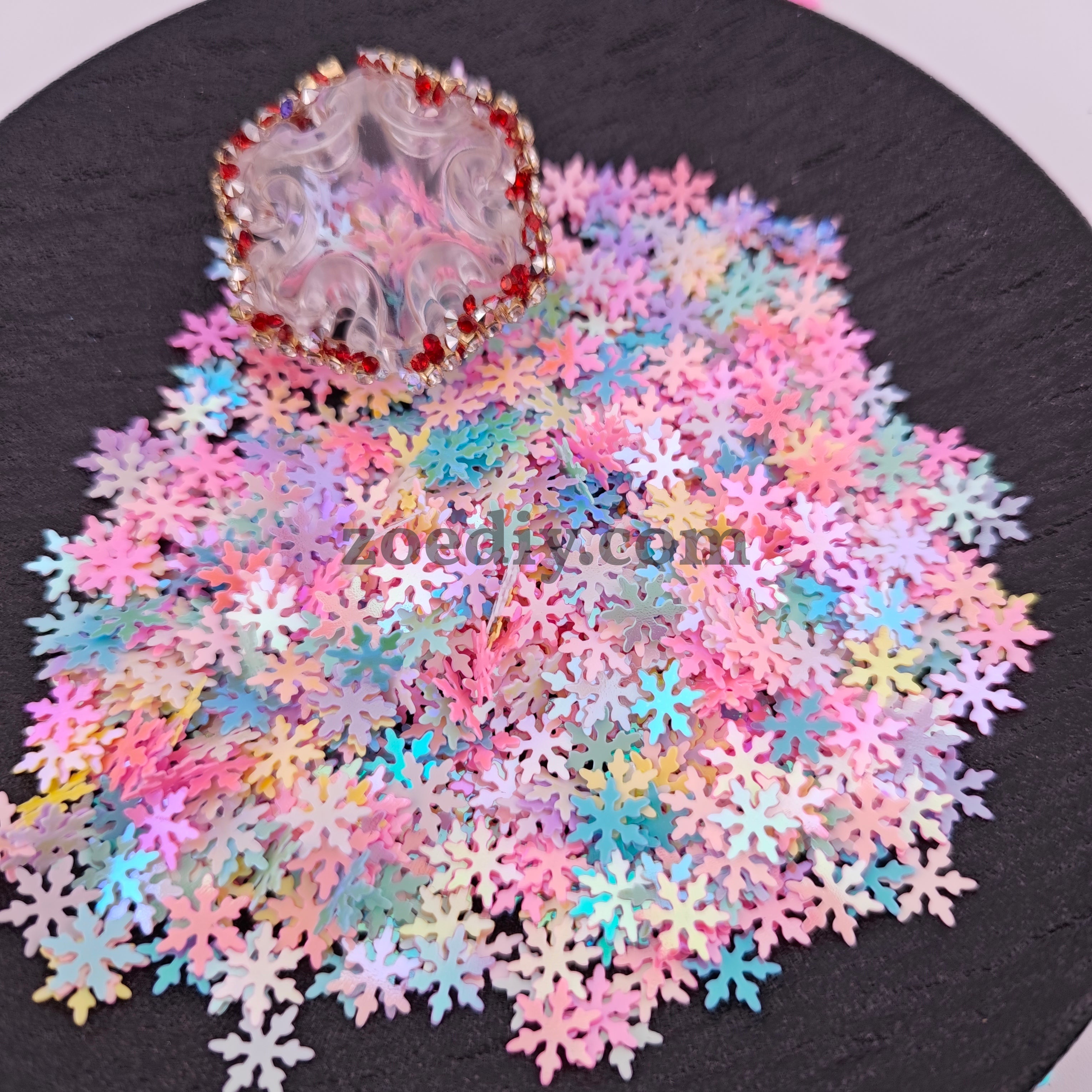 FS1284- 9mm Snowflakes Flash Glitter Chip Mixed Color for DIY Shakes or Beads