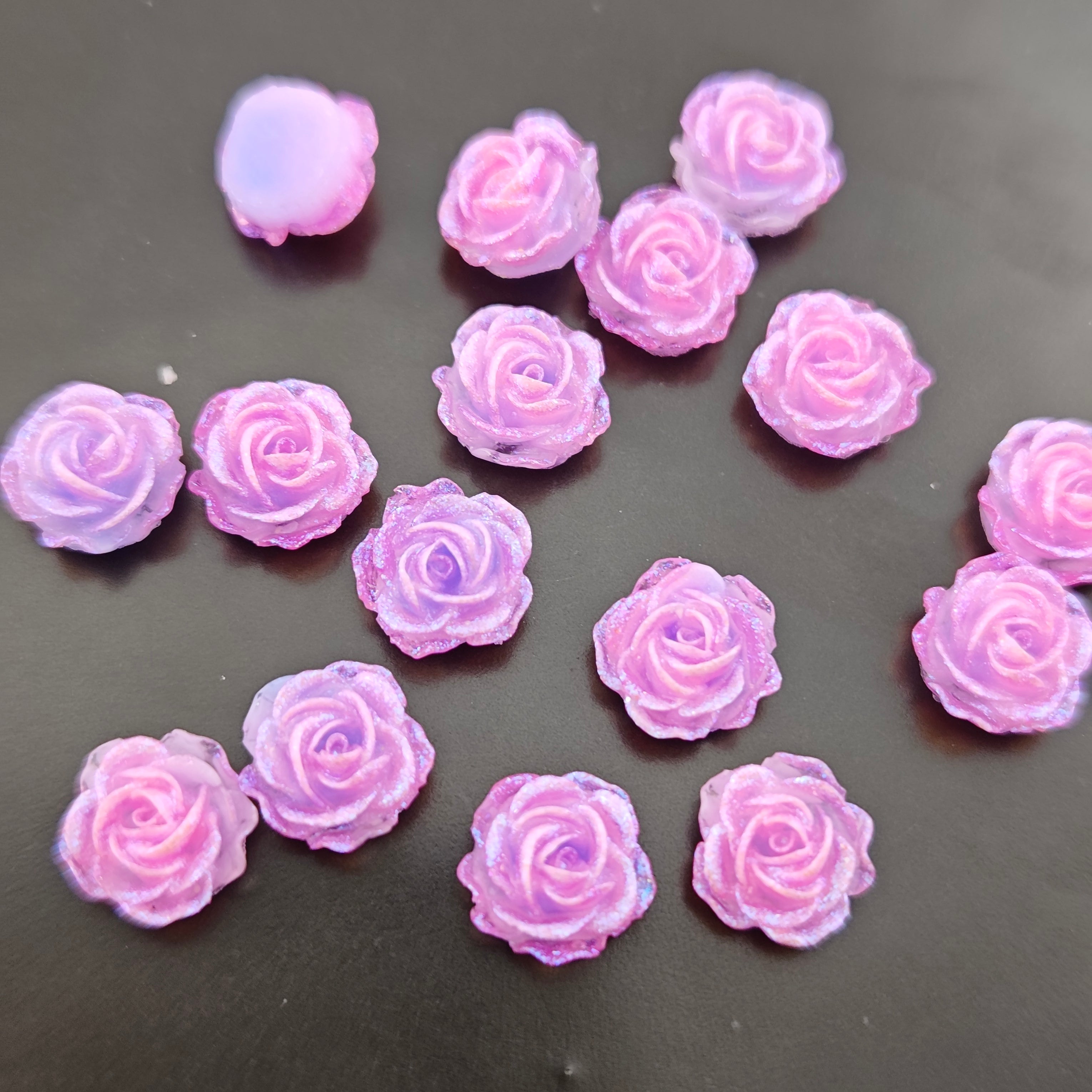 FS2920- 8mm Glowing Purple Rose Soft Flower Nails Charms